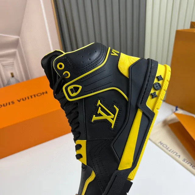 Louis Vuitton Black Yellow High-Top Monogrammed Lifestyle Sneakers 3