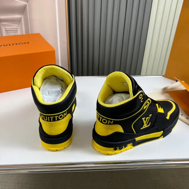 Louis Vuitton Black Yellow High-Top Monogrammed Lifestyle Sneakers 7
