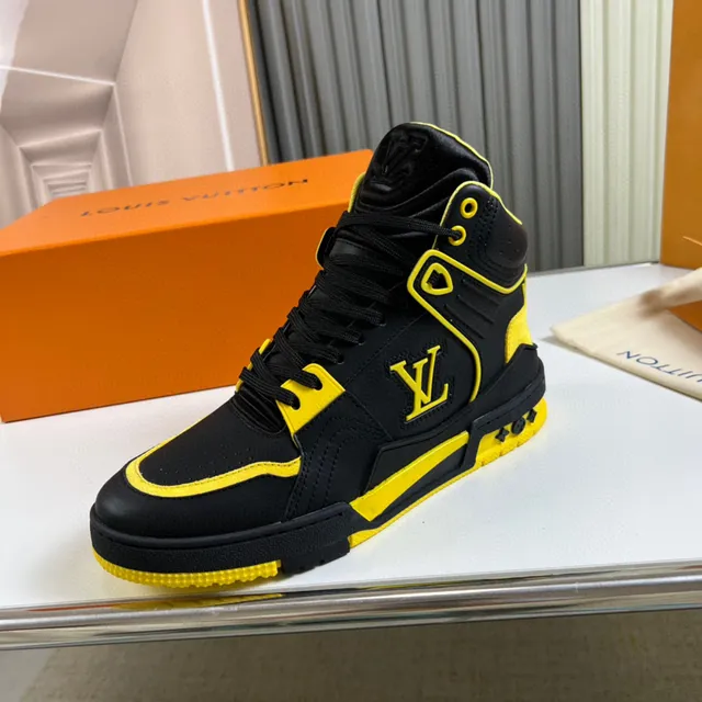 Louis Vuitton Black Yellow High-Top Monogrammed Lifestyle Sneakers 8