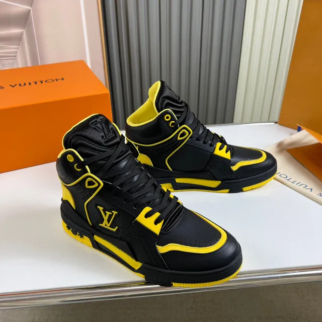 Louis Vuitton Black Yellow High-Top Monogrammed Lifestyle Sneakers 9