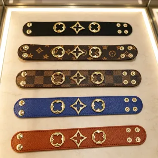 Louis Vuitton Bracelet Monogram and Damier Flat Leather Wristband Bracelets