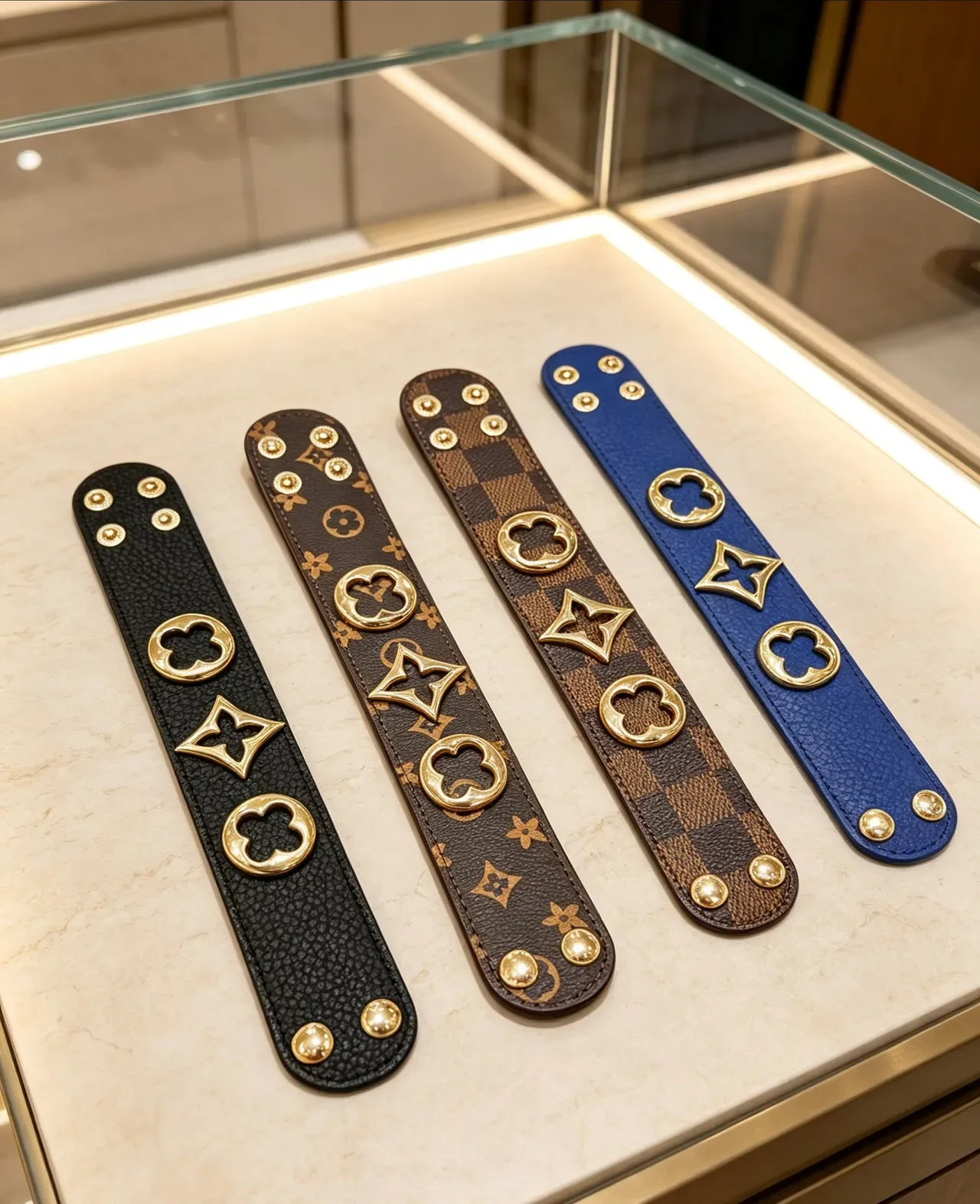 Louis Vuitton Bracelet Monogram and Damier Flat Leather Wristband Bracelets 8
