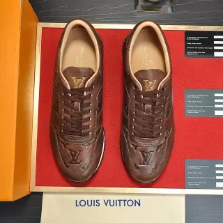 Louis Vuitton Brown Beige Embossed Monogram Leather Lifestyle Sneakers