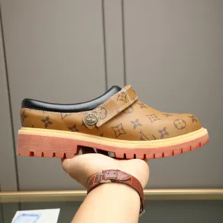 Louis Vuitton Marrom Preto Monogram Lona Couro Contraforte do Calcanhar Sapatos casual