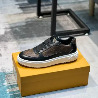 Louis Vuitton Brown Black Monogram Canvas Leather Overlays Lifestyle Sneakers