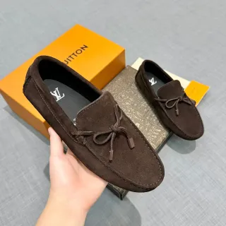 लुई विटन भूरा काला सूड ऊपर मॉकासिन टो लोअफर