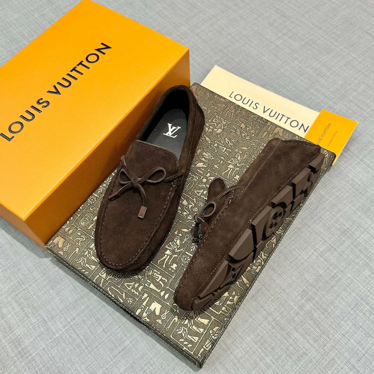 Louis Vuitton Brown Black Suede Upper Moccasin Toe Loafer 2