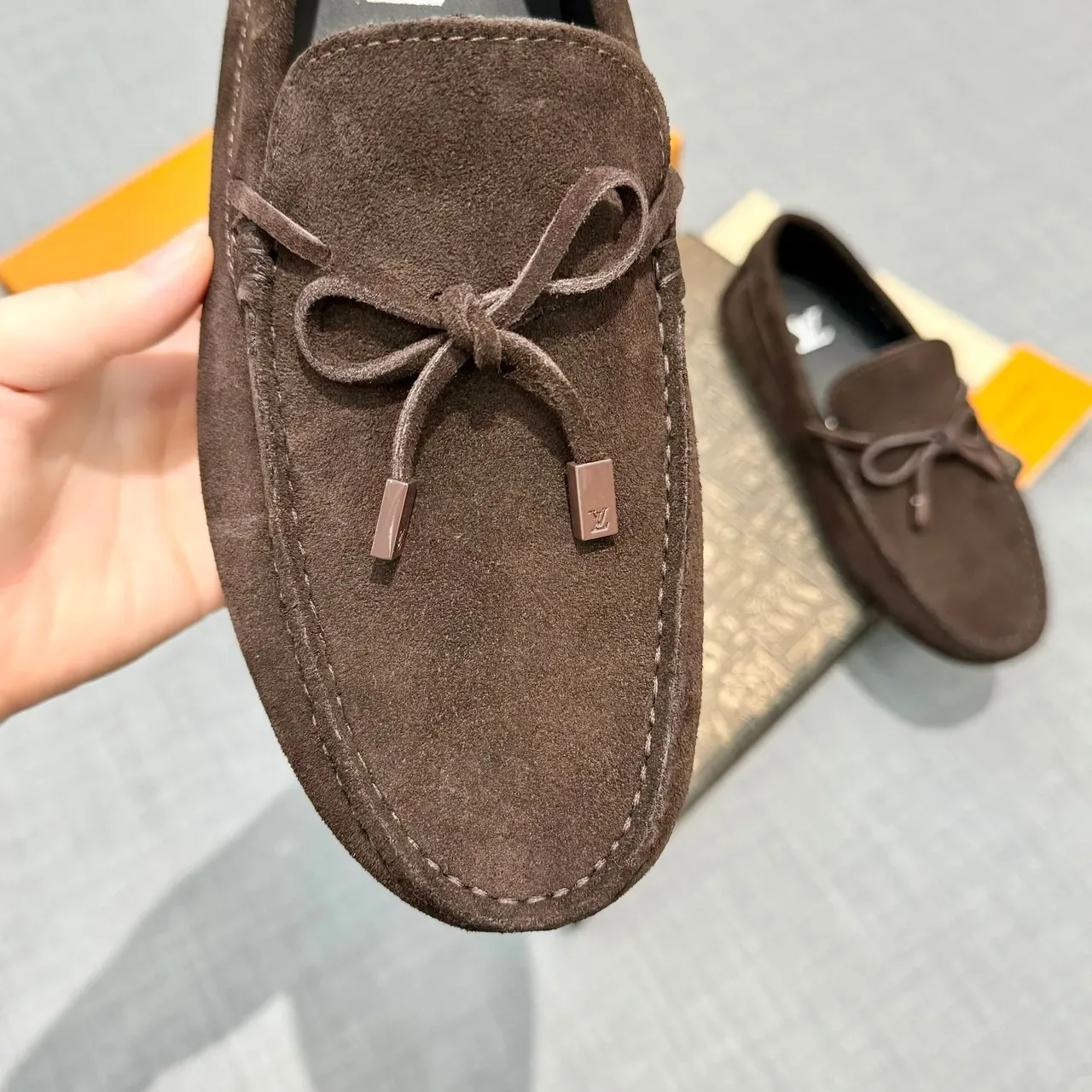 Louis Vuitton Brown Black Suede Upper Moccasin Toe Loafer 3