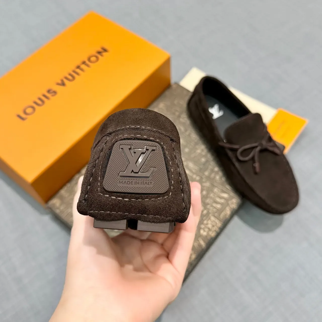 Louis Vuitton Brown Black Suede Upper Moccasin Toe Loafer 4