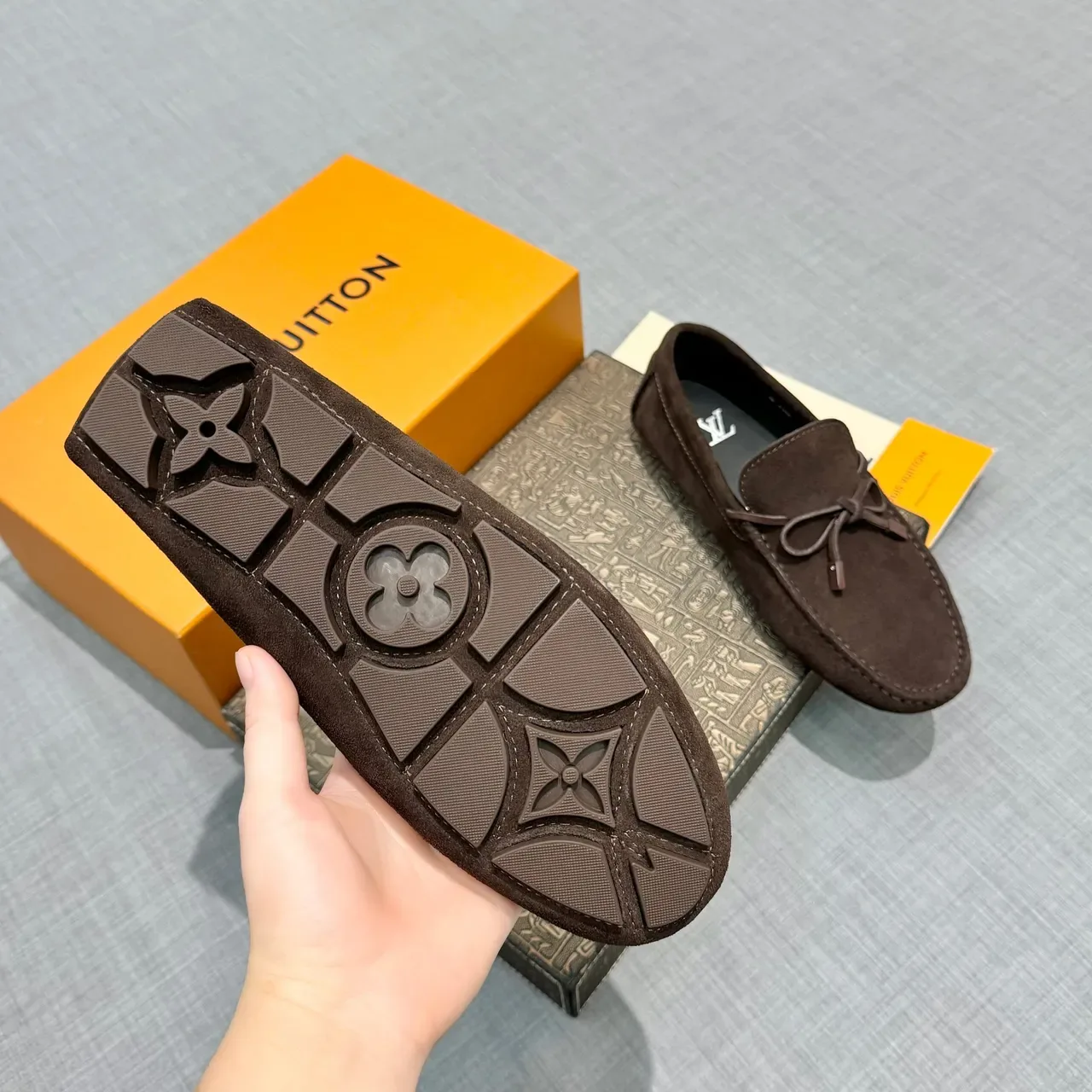 Louis Vuitton Brown Black Suede Upper Moccasin Toe Loafer 5