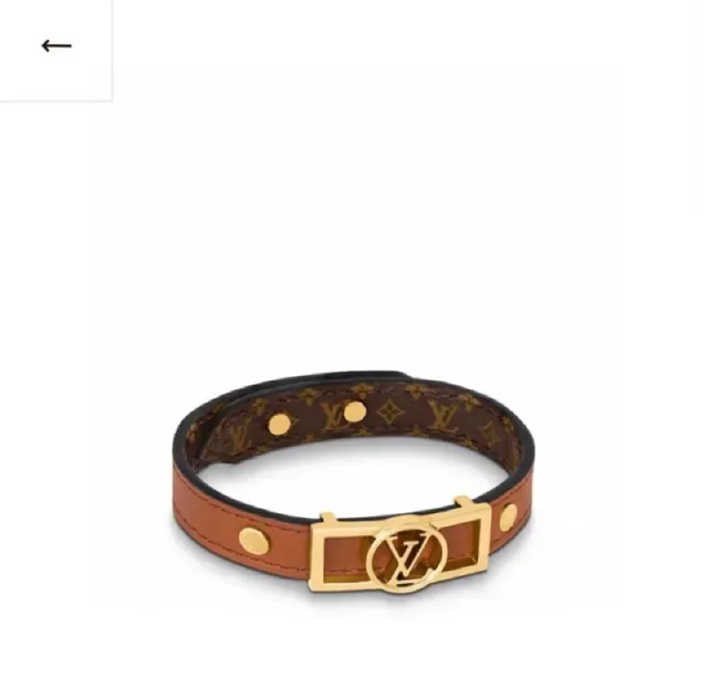 Louis Vuitton Brown Black Wide Leather Band Gold-Tone LV Monogram Buckle Bracelet 4