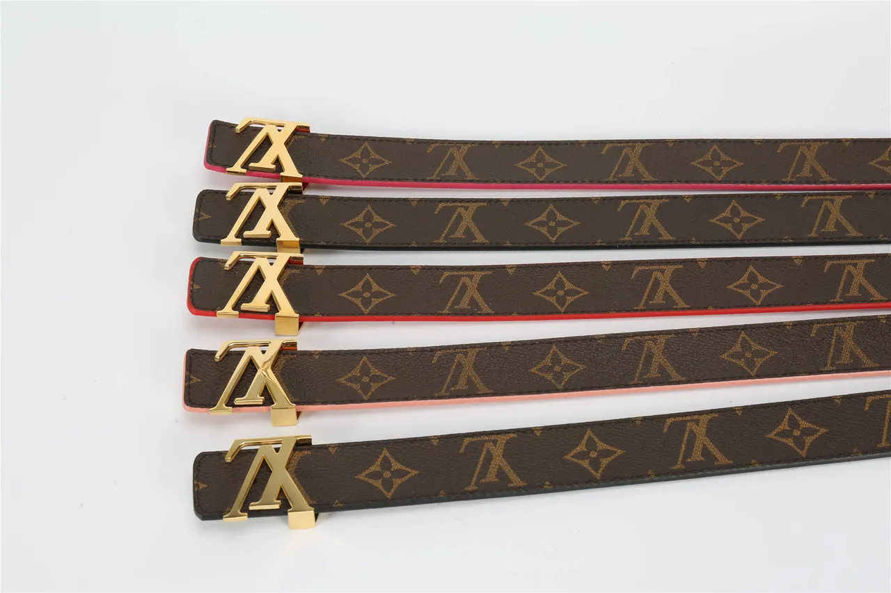 Louis Vuitton بني ذهبي Monogram-Coated Canvas مصقول LV إبزيم حزام جلد 3
