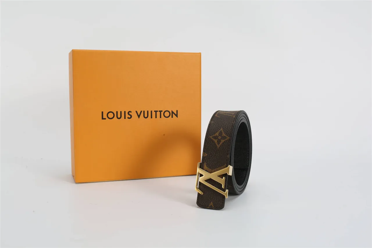 Louis Vuitton بني ذهبي Monogram-Coated Canvas مصقول LV إبزيم حزام جلد 5