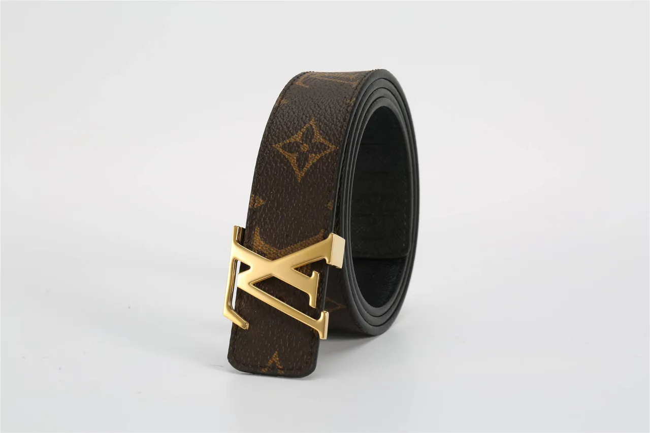 Louis Vuitton بني ذهبي Monogram-Coated Canvas مصقول LV إبزيم حزام جلد 6