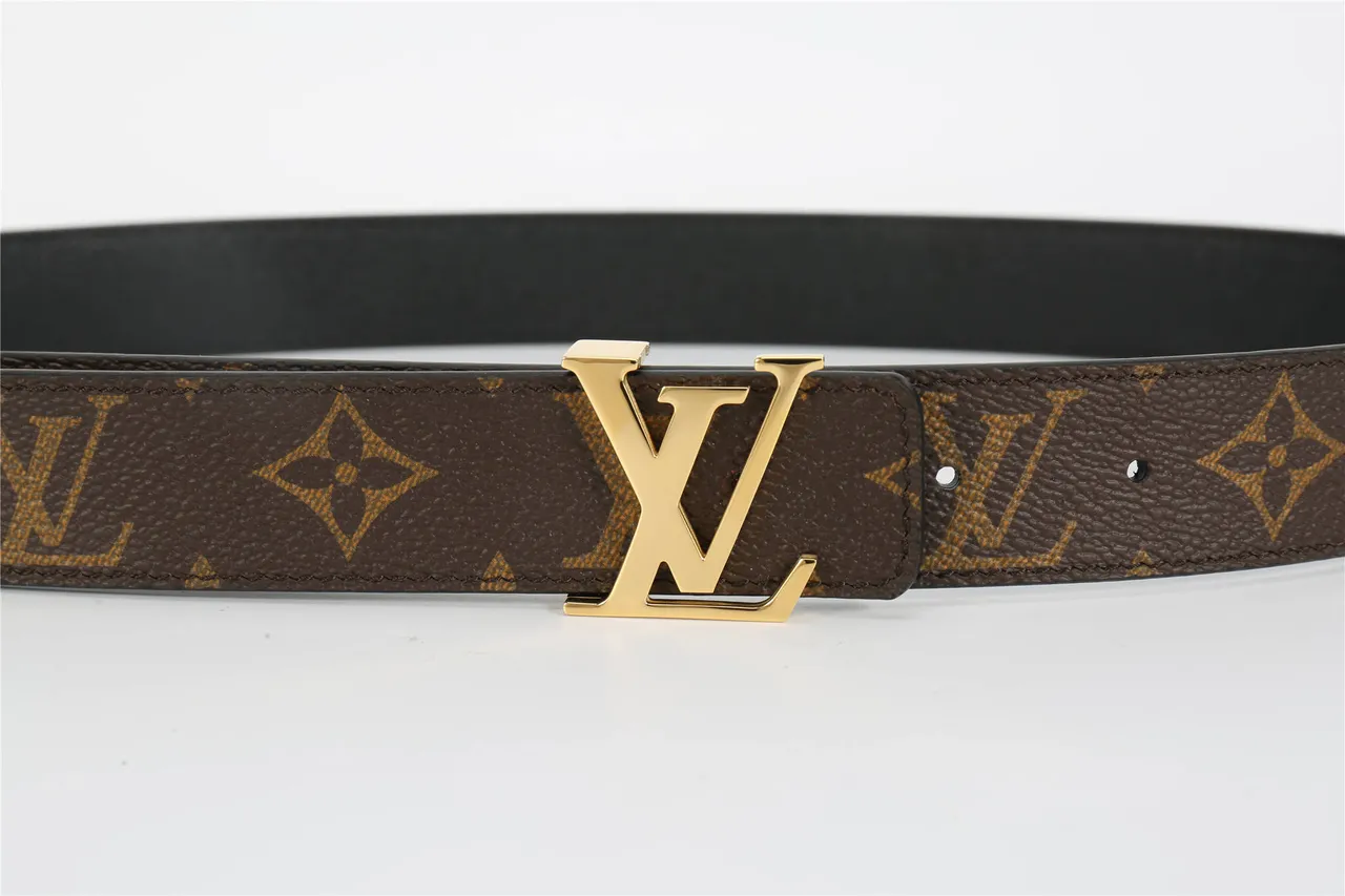 Louis Vuitton بني ذهبي Monogram-Coated Canvas مصقول LV إبزيم حزام جلد 9