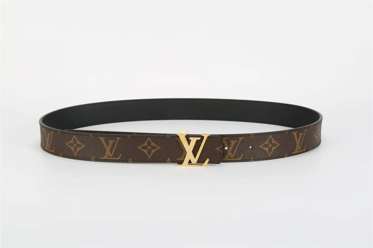 Louis Vuitton بني ذهبي Monogram-Coated Canvas مصقول LV إبزيم حزام جلد 10
