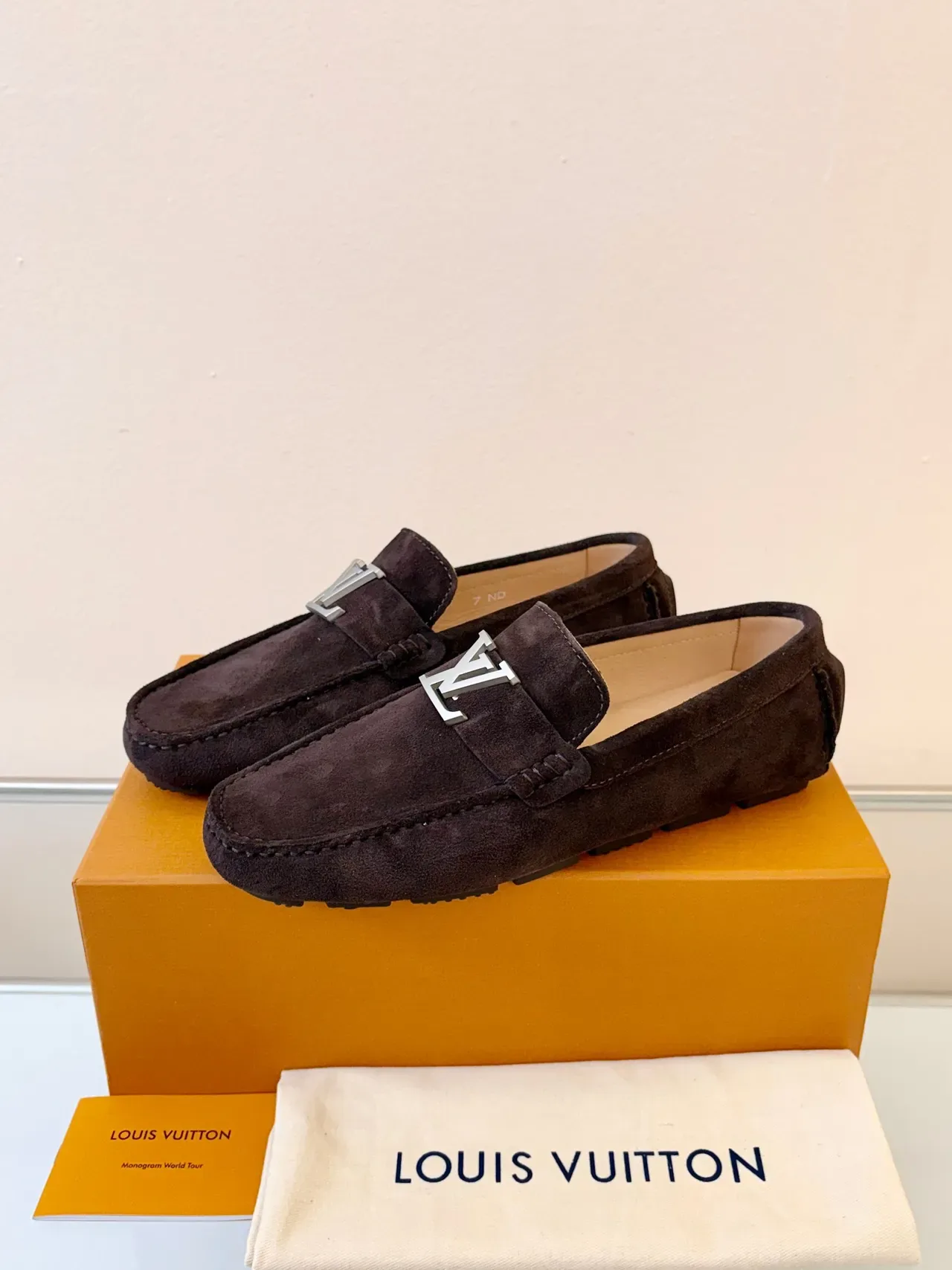 Louis Vuitton Brown Suede LV Logo Loafers 2