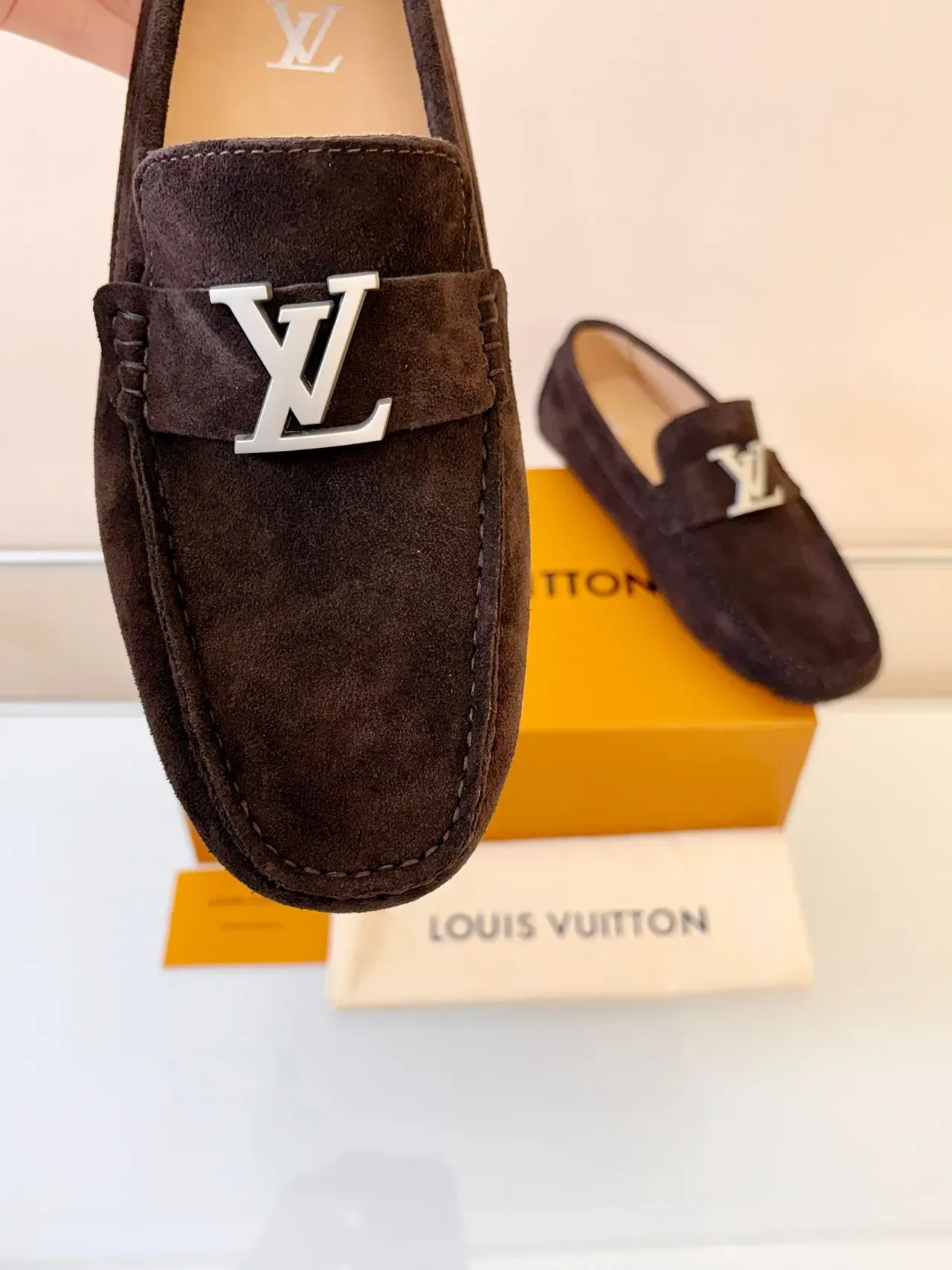 Louis Vuitton Brown Suede LV Logo Loafers 3