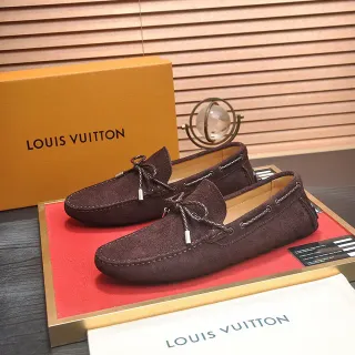 Louis Vuitton Mocassins en Daim Marron avec Lacets en Corde