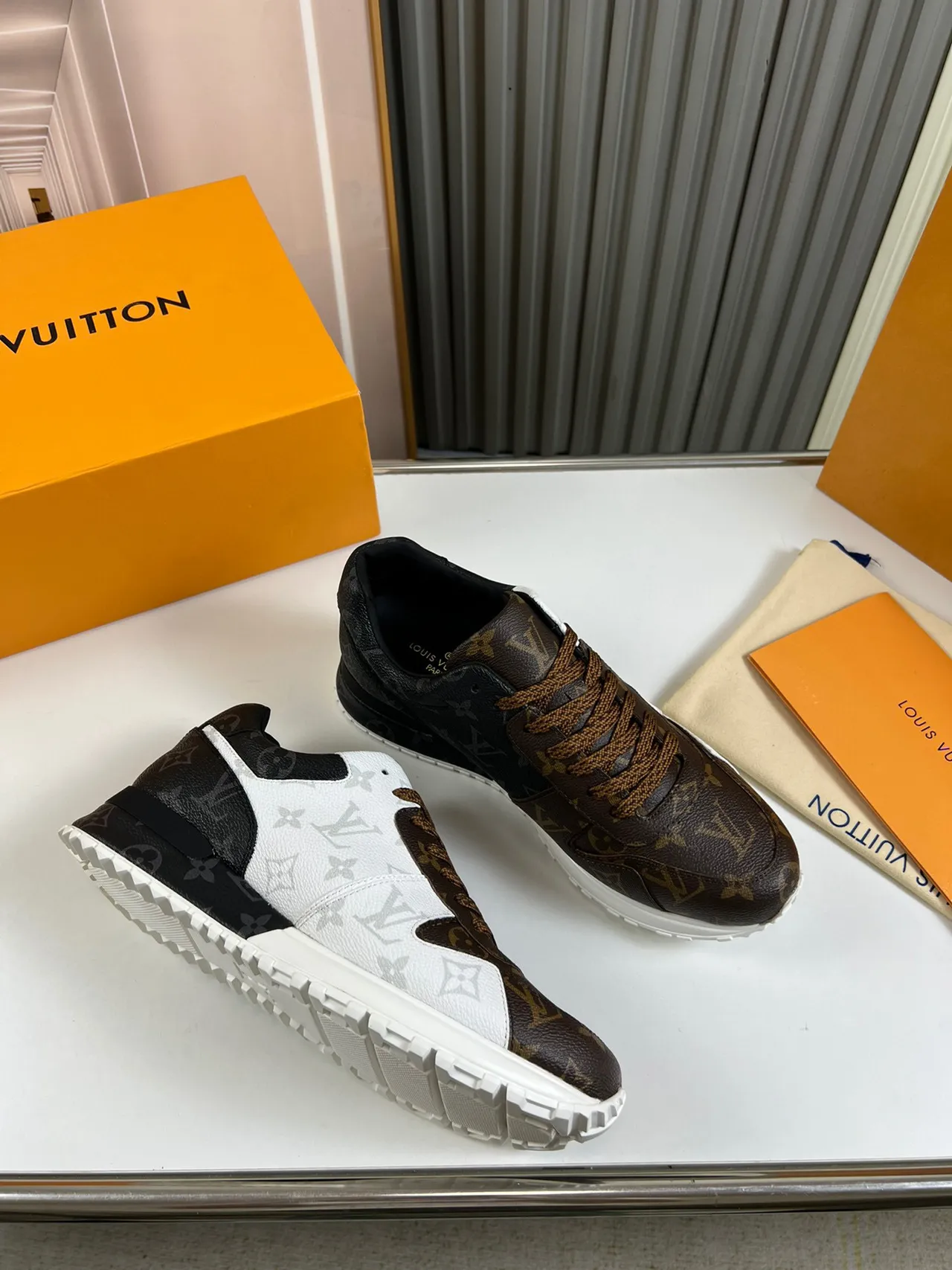 Louis Vuitton Brown White Monogram Canvas Asymmetrical Paneling Lifestyle Sneakers 7