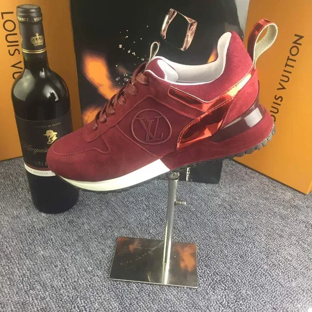 Louis Vuitton Burgundy Red Suede Upper Glossy Patent Stripe Lifestyle Sneakers 2