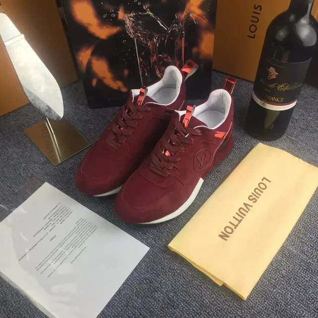 Louis Vuitton Burgundy Red Suede Upper Glossy Patent Stripe Lifestyle Sneakers 4