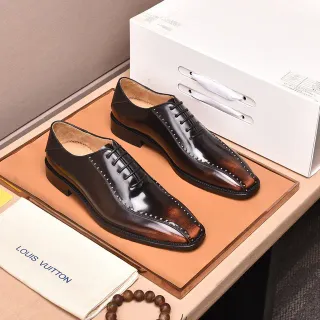 Louis Vuitton Cap-Toe Stud-Detailed Brown Oxford Shoes