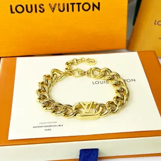 Pulsera Louis Vuitton Cadena Oro Gruesa Enlazada Curb-Link Acabado Pulido Pulsera