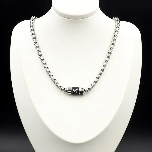 Louis Vuitton Chain Necklace Gold Silver Boxy Link Cylindrical Monogrammed Clasp Necklace 5