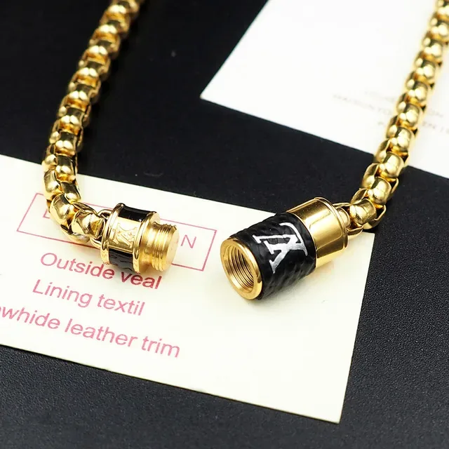 Louis Vuitton Chain Necklace Gold Silver Boxy Link Cylindrical Monogrammed Clasp Necklace 7