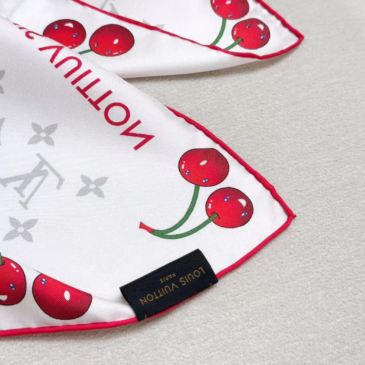 Louis Vuitton Cherry Print Monogram Silk Scarf 2
