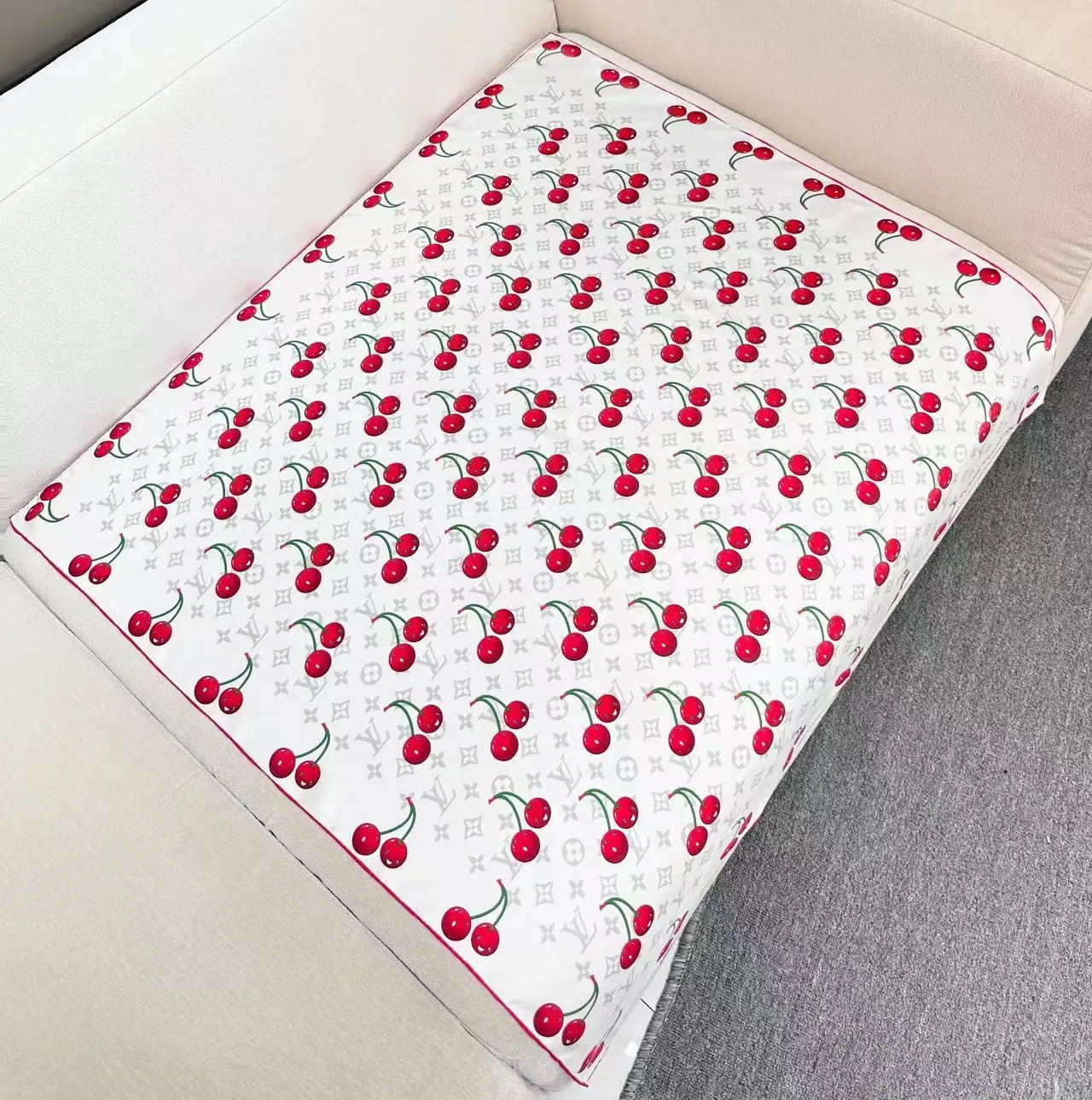 Louis Vuitton Cherry Print Monogram Silk Scarf 5