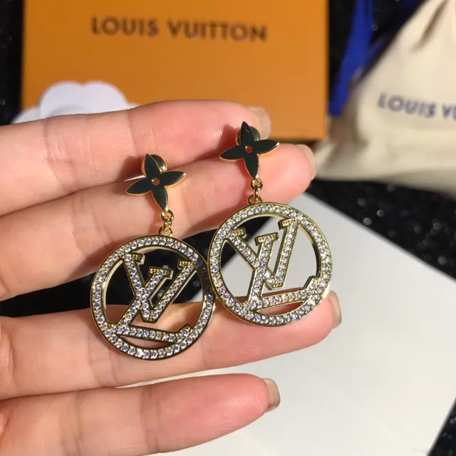Louis Vuitton Circular LV Monogram Pavé Crystal Earrings 6