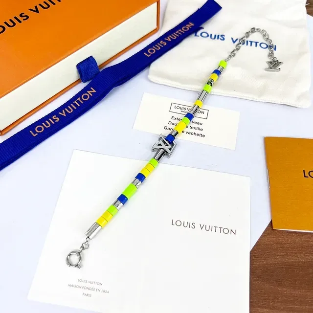 Louis Vuitton Colorblock Bead and LV Monogram Charm Bracelet 6