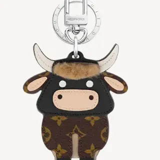 Louis Vuitton Cow Charm Brown Black Monogram Canvas Tote Bag