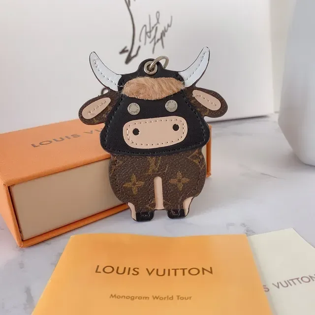 Louis Vuitton Charm Vache Marron Noir Monogram Toile Sac Tote 4