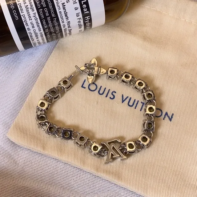 Louis Vuitton Crystal-Embellished LV Monogram Charm Bracelet 2