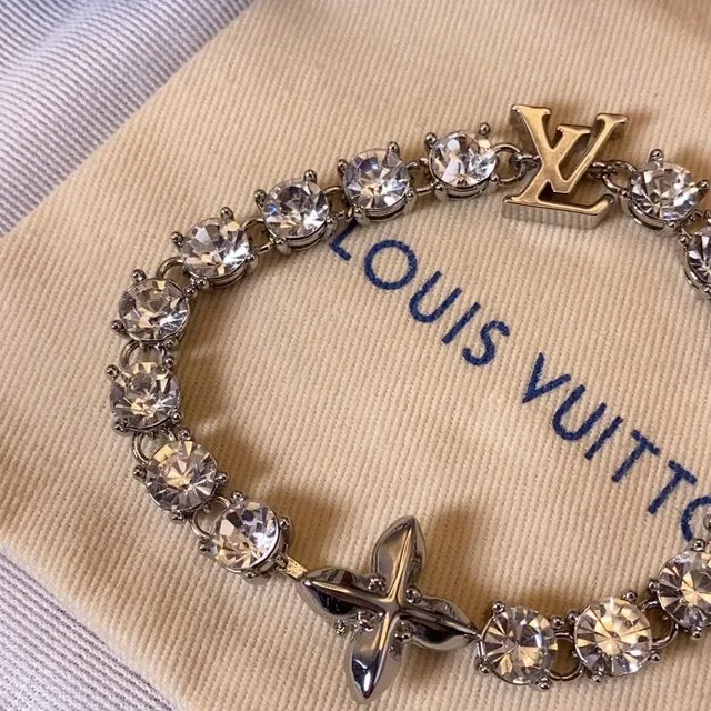 Louis Vuitton Crystal-Embellished LV Monogram Charm Bracelet 3