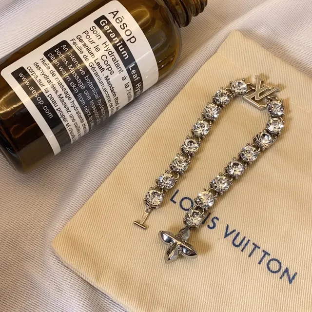 Louis Vuitton Crystal-Embellished LV Monogram Charm Bracelet 5