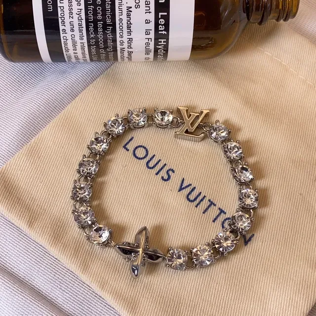 Louis Vuitton Crystal-Embellished LV Monogram Charm Bracelet 6