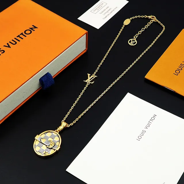 Louis Vuitton Damier Check Belt-Buckle Pendant Necklace 9