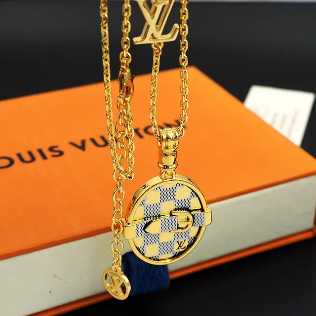 Louis Vuitton Damier Check Belt-Buckle Pendant Necklace 11