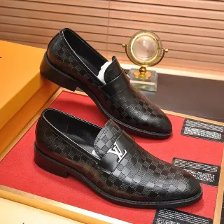Louis Vuitton Damier Check 乐福鞋 黑色皮革乐福鞋
