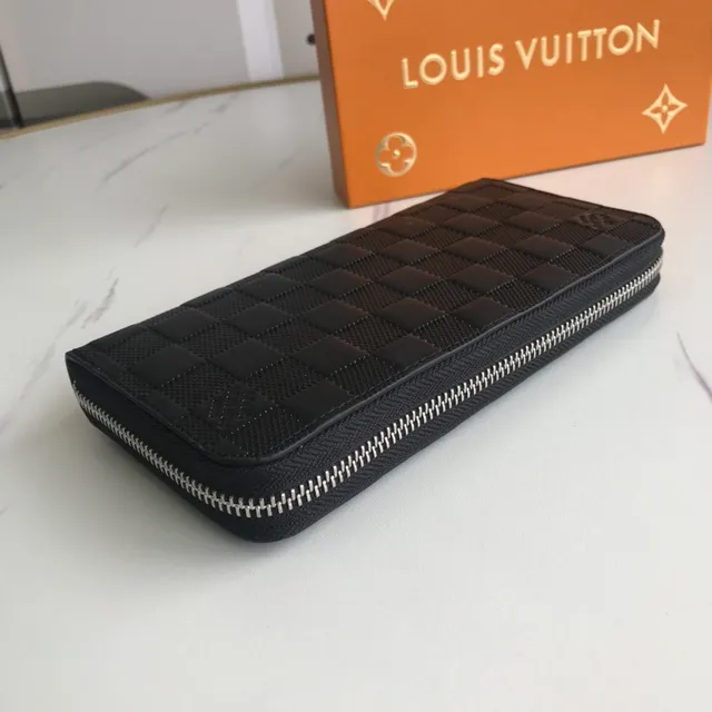 Louis Vuitton Damier Cobalt Black Woven Leather Checkerboard Texture Long Wallet 3