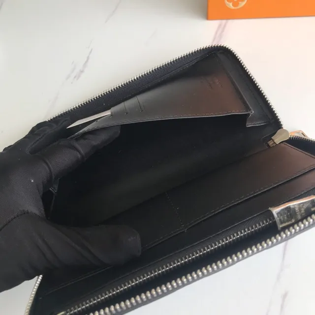 Louis Vuitton Damier Cobalt Black Woven Leather Checkerboard Texture Long Wallet 8