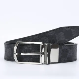 Louis Vuitton Damier Graphite Reversible Buckle Leather Belt