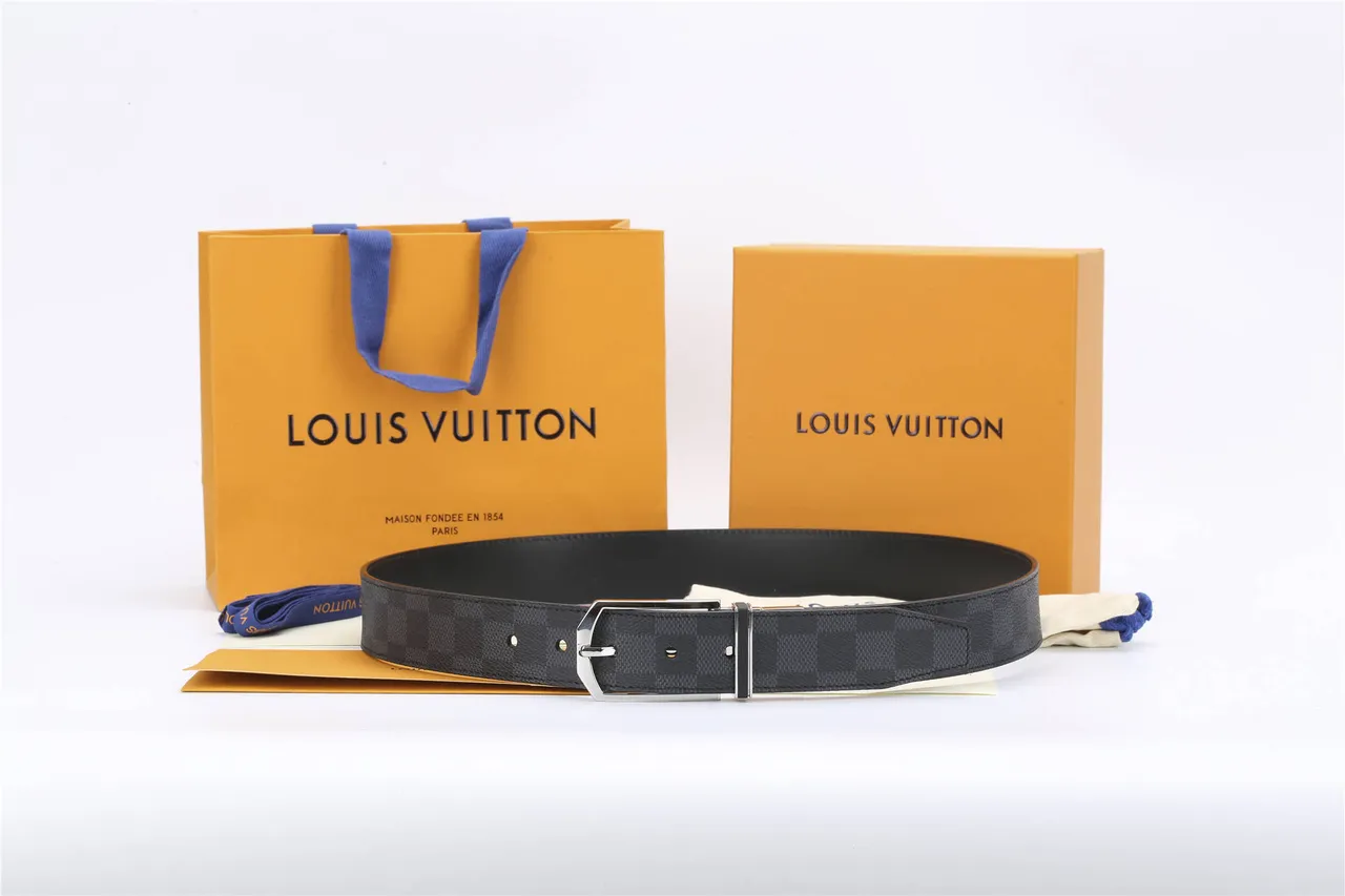 Louis Vuitton Damier Graphite Reversible Buckle Leather Belt 9