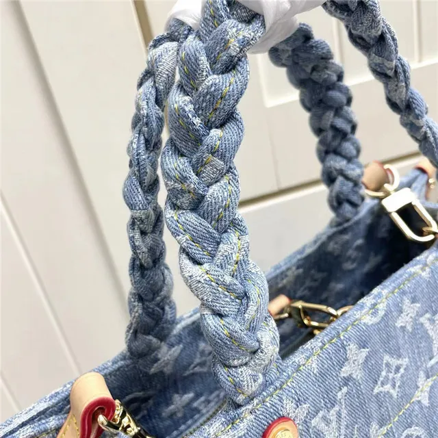 Louis Vuitton Denim Monogram Braided Handle Handbag 4