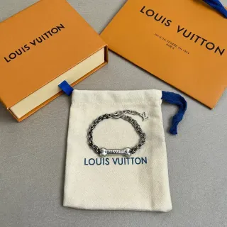 Louis Vuitton سوار سلسلة عظم الكلب الفضية
