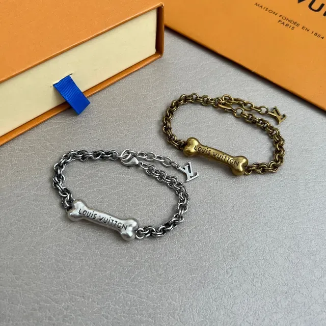 Louis Vuitton Dog Bone Silver Chain Bracelet 5